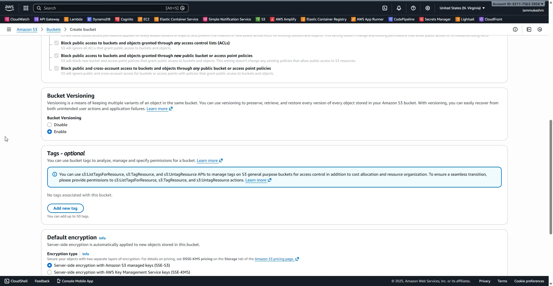 Create S3 bucket with versioning enabled