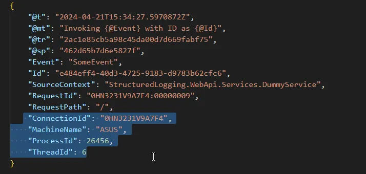 log enrichment with serilog