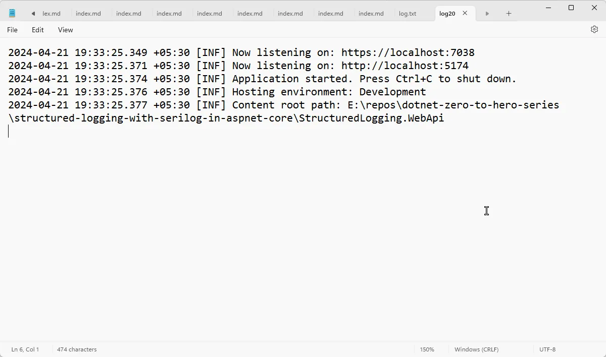 serilog logging to file