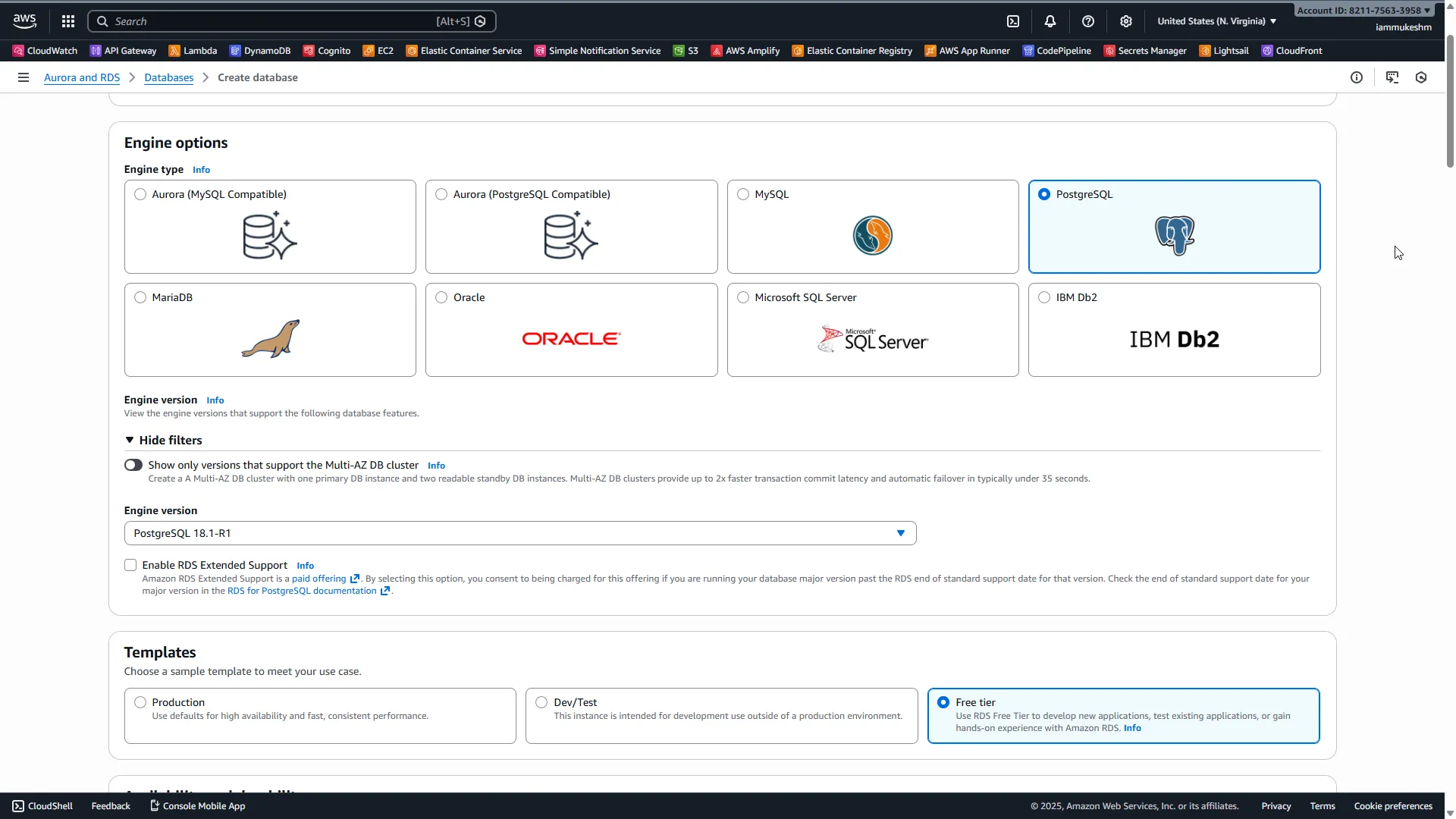 Create RDS Database - Engine Selection
