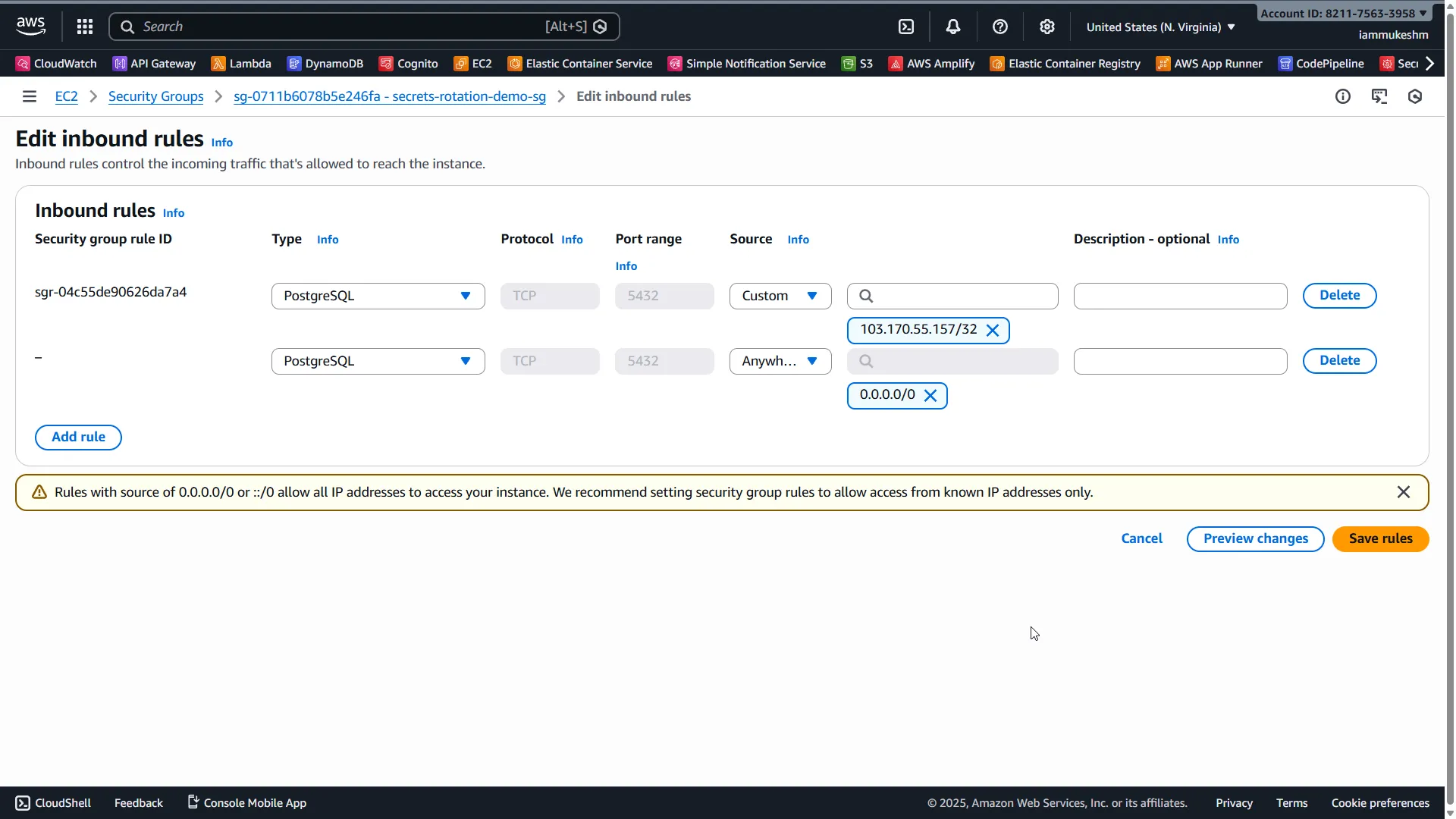 Security Group Inbound Rules