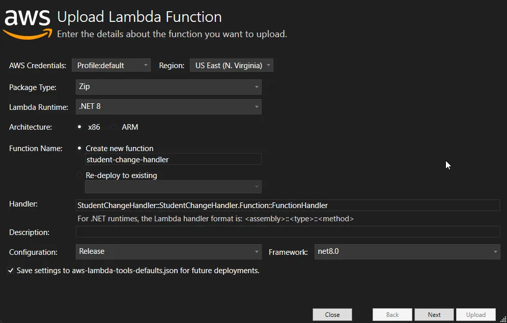 upload lambda