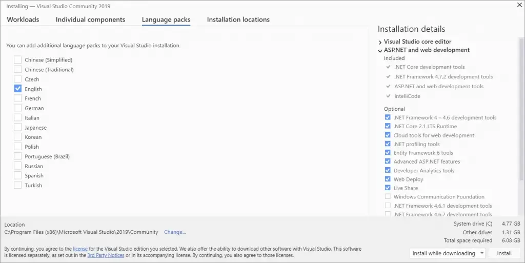 install visual studio 2019 community