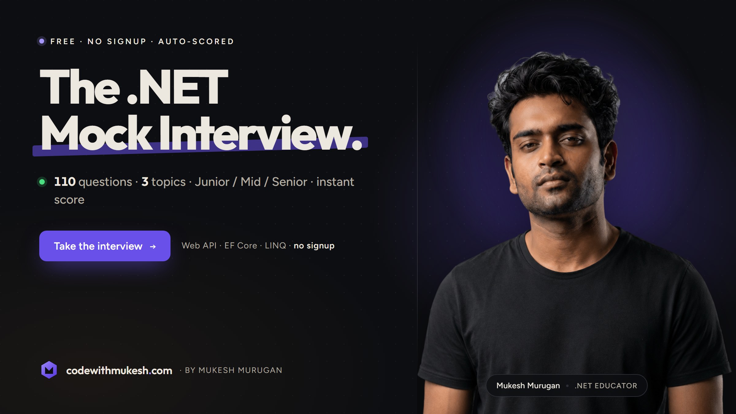 Free .NET Mock Interview - Web API, EF Core & LINQ | codewithmukesh